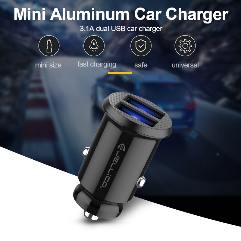 Jellico JN31 double USB Mini chargeur de voiture 5V/3.1A chargeur de téléphone à charge rapide pour Iphone Xiaomi Samsung Huawei chargeur de téléphone portable