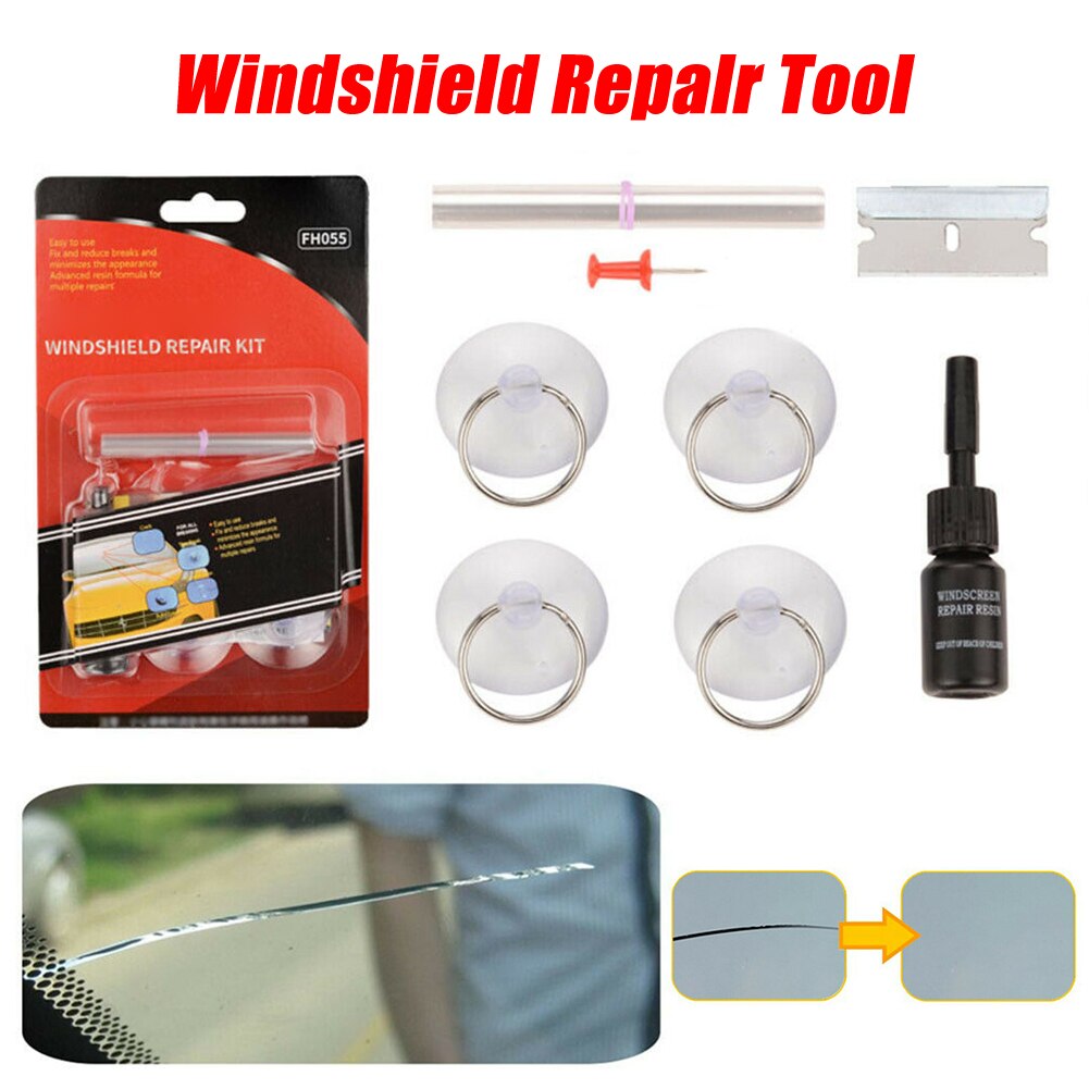 8pcs Glass Repair Tool Car Repair Crack Chip Scratch Winshield Kit: Default Title