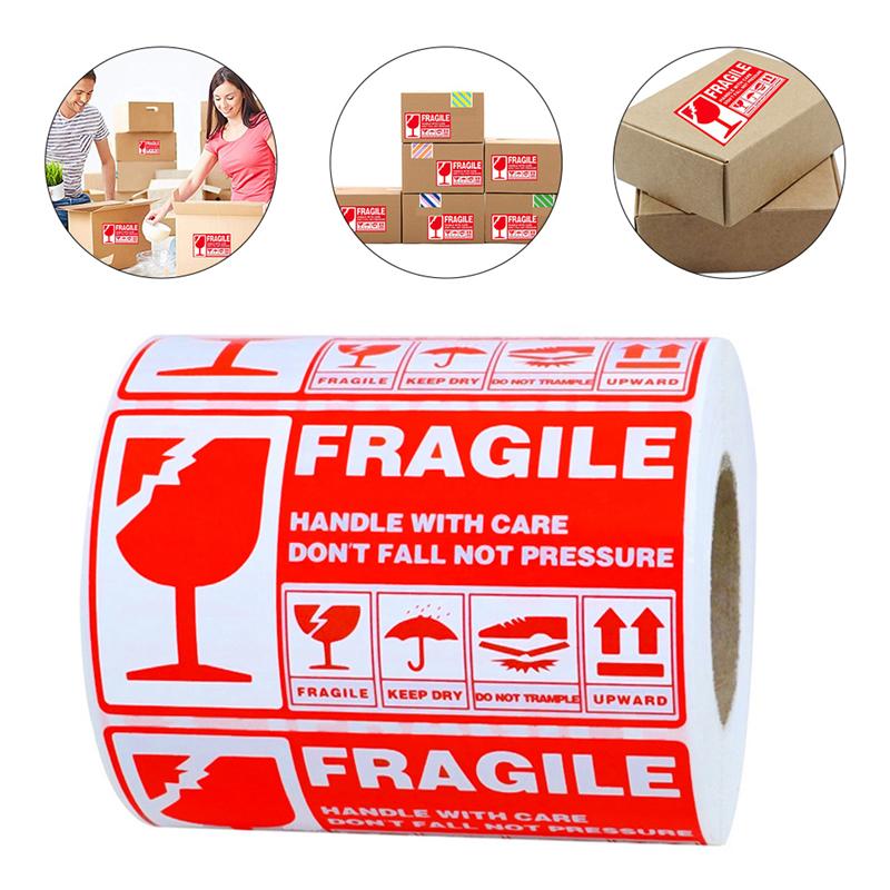 300Pcs Breekbare Stickers Verpakking Praktische Waarschuwing Stickers Papier Label Stickers