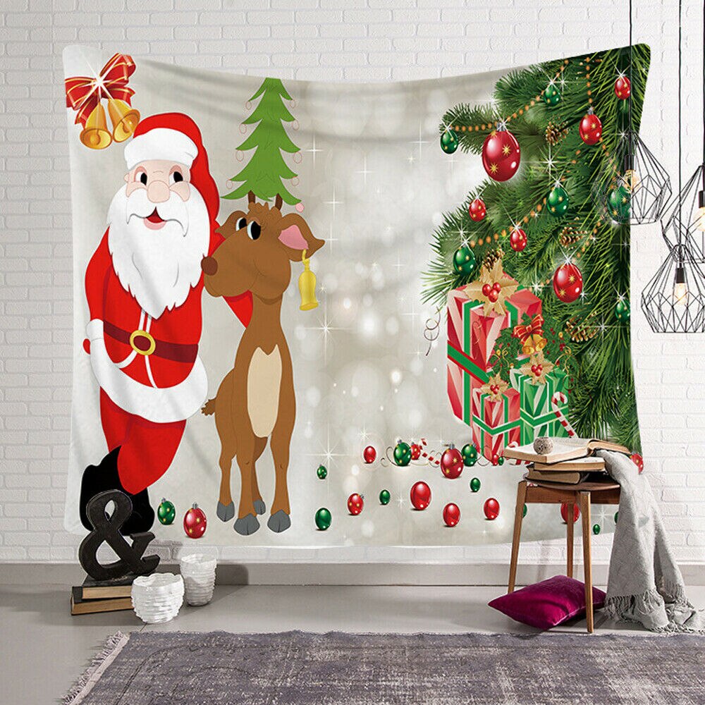 Digital Print Christmas Landscape Theme Picture Tapestry Background Wall Decoration Blanket Multi-Function Home Hotel Travel: E