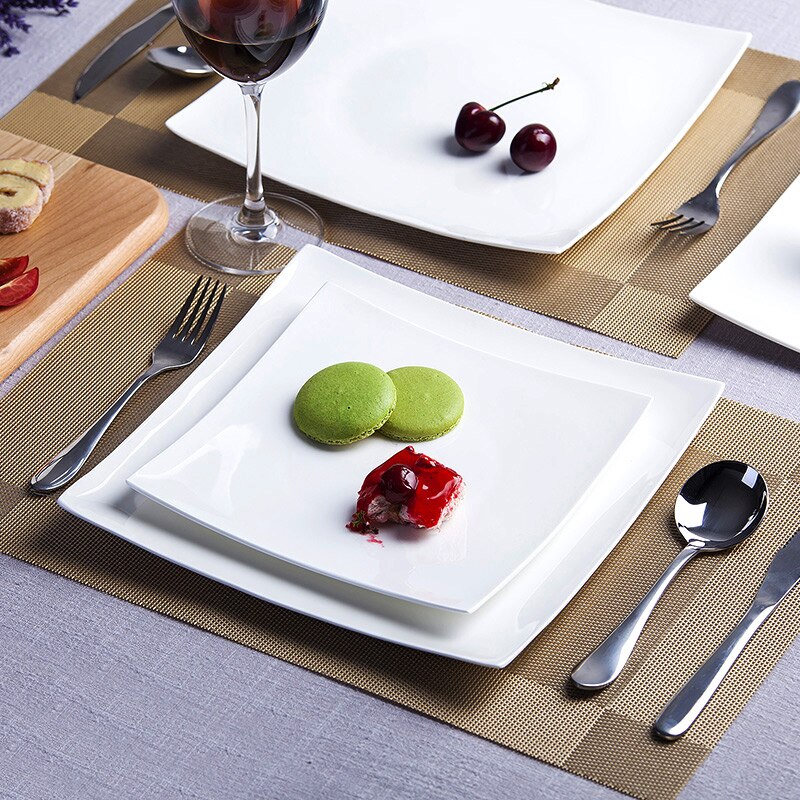 Nordic Western Dinner Plates Bone China White Square Dinner Dishes Dessert Tray Steak plate Kitchen Dinnerware sets