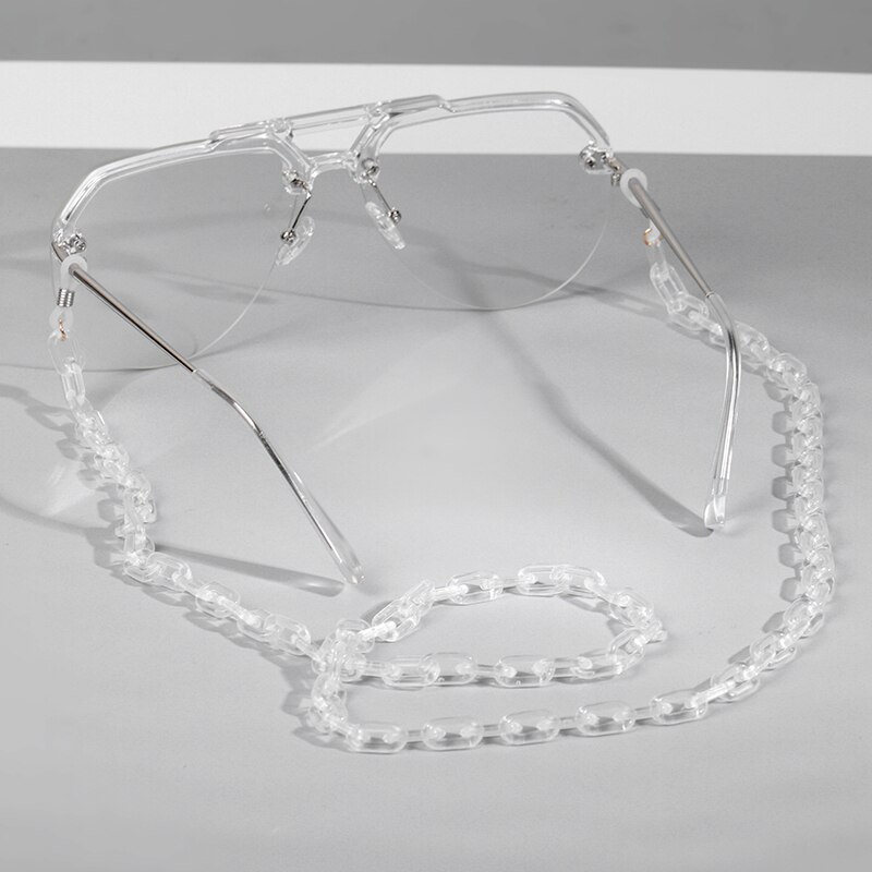 Mehrfarbige Acryl Brillen Kette für Lesen Frauen Eyewears Zubehör Sonnenbrille Kette Schnur Halfter Nacken Gurt Seil: transparent