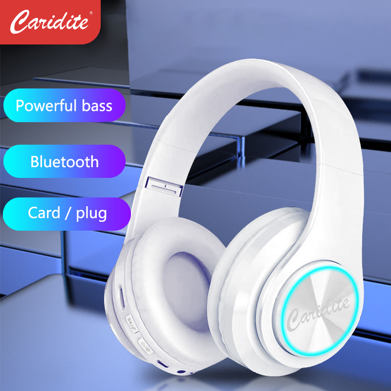 Caridite B3 Bluetooth Hoofdtelefoon Mobiele Telefoon Draadloze Led Licht Hoofdband Opvouwbare Headset Handsfree Hoofdtelefoon Met Mic