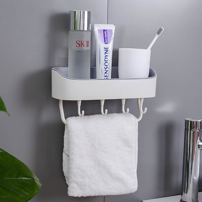Bathroom Accessories Storage Shelf Towel Rack Organizer And Storage Mounted Kitchen Shelves Shower Tray Washroom Suppliers: Beige