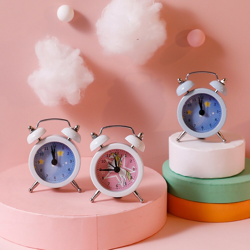Cute Kids Clock Cartoon Alarm Clocks Bedroom Bell Clock Table Wake Up Clock Children Christmas Birthday