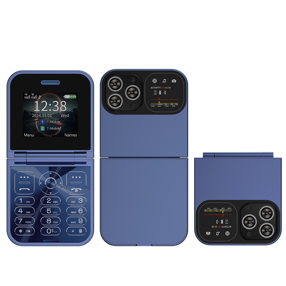 SERVO Classic Small Flip Teléfono móvil 2G Tarjeta SIM dual Lista negra Velocidad Dial Pantalla de 2,0" 180 ° Teléfonos móviles con botón plegable Nueva actualización: Verde