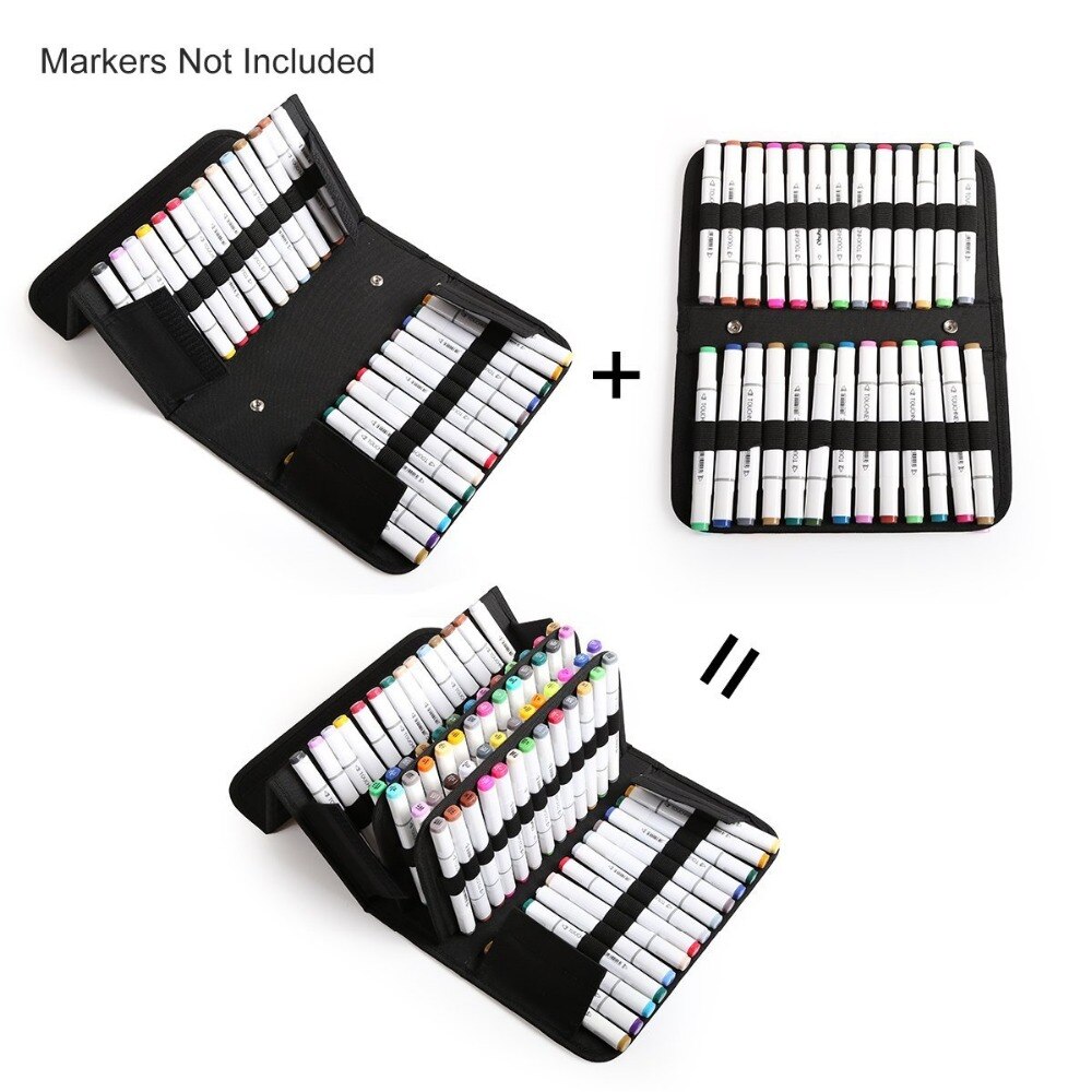 Premium Oxford 80 Slots School Marker Case Markers Bag Holder Marker Pen Painting Draw For kids Student Any Artist