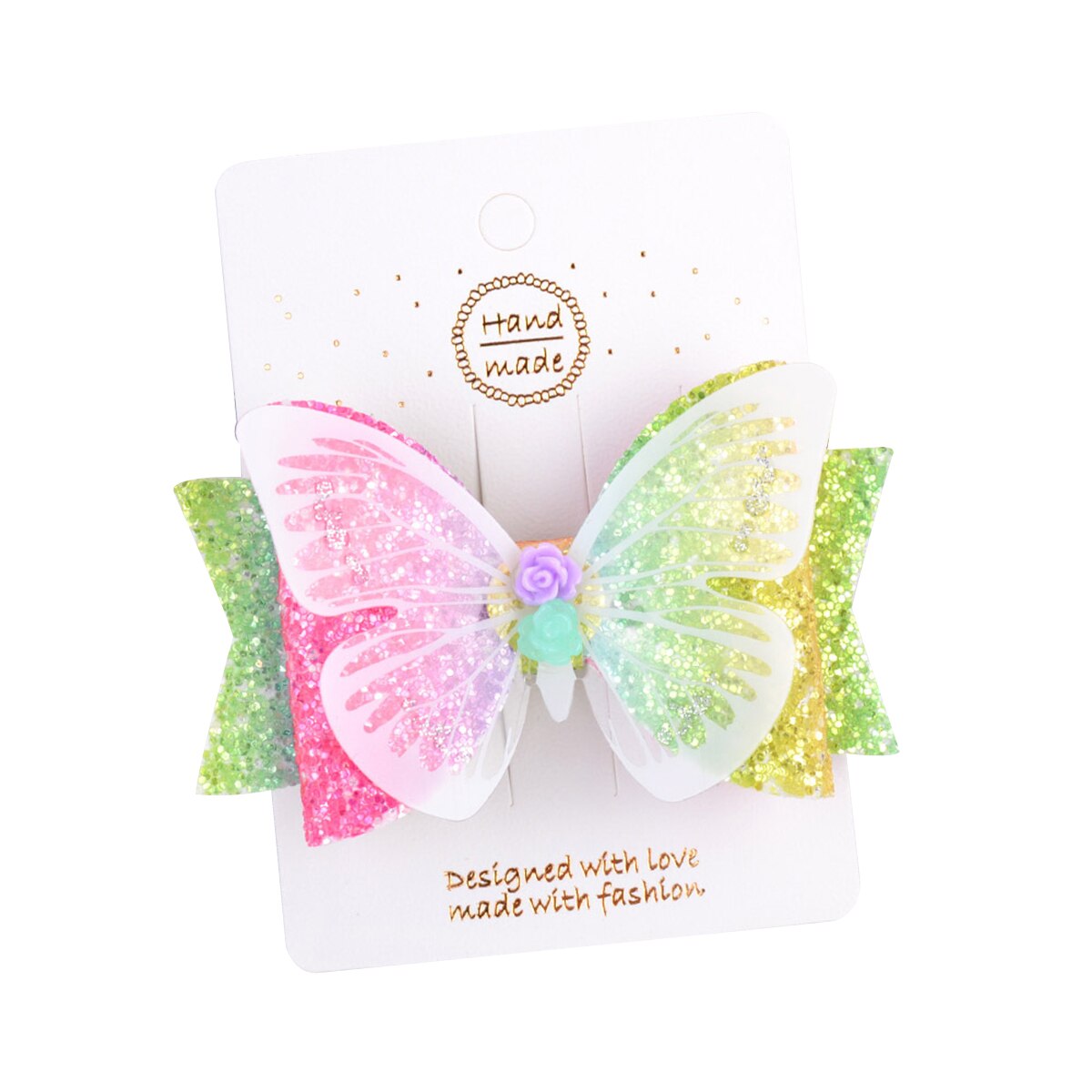 Małe dziewczynki błyszcząca ozdoba robić włosów łuki świecący robić włosów w kształcie motyla Barrettes zaciski krokodylkowe upominki na przyjęcie urodzinowe