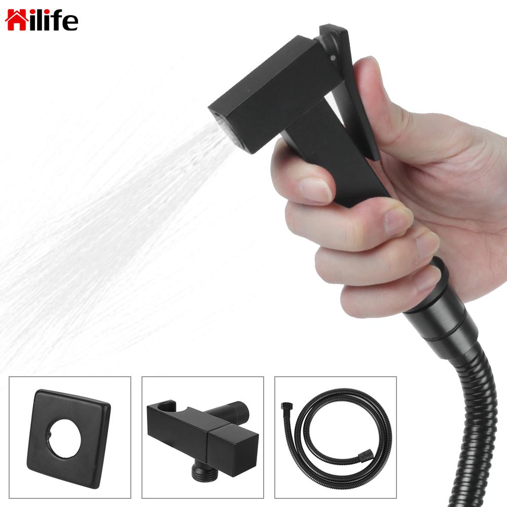 Wc Zelfreinigende Douchekop Zwart Handheld Koperen Badkamer Accessoires Bidet Spraye Set