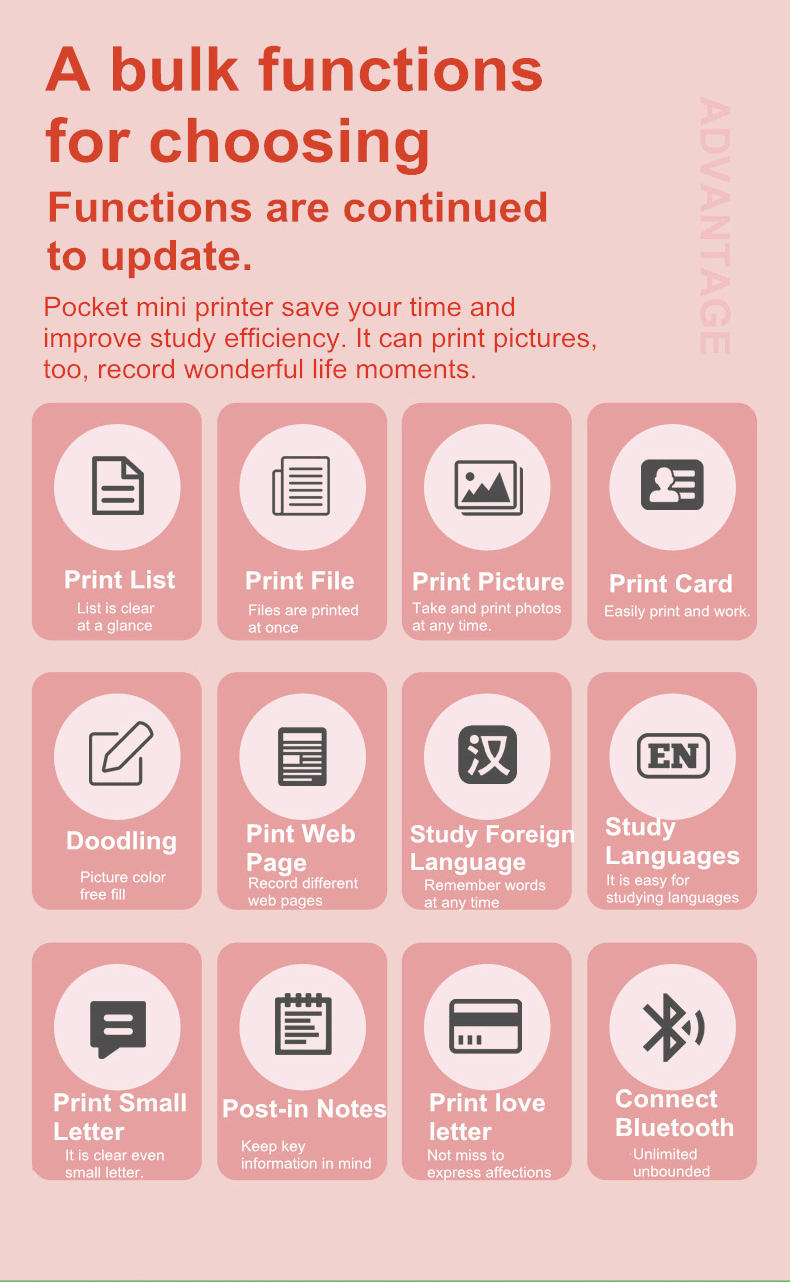 A8 printing Bluetooth connection thermal black and white mini printer error problem Office document web page picture printer