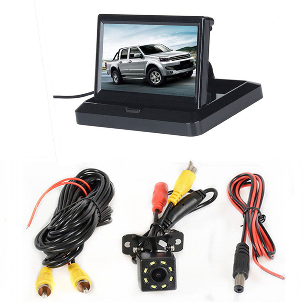 Monitor de coche 5 pulgadas TFT LCD pantalla a Color asistencia de estacionamiento inverso con 2 ENTRADA AV, cámara de visión trasera opcional: Monitor02 wired cam2