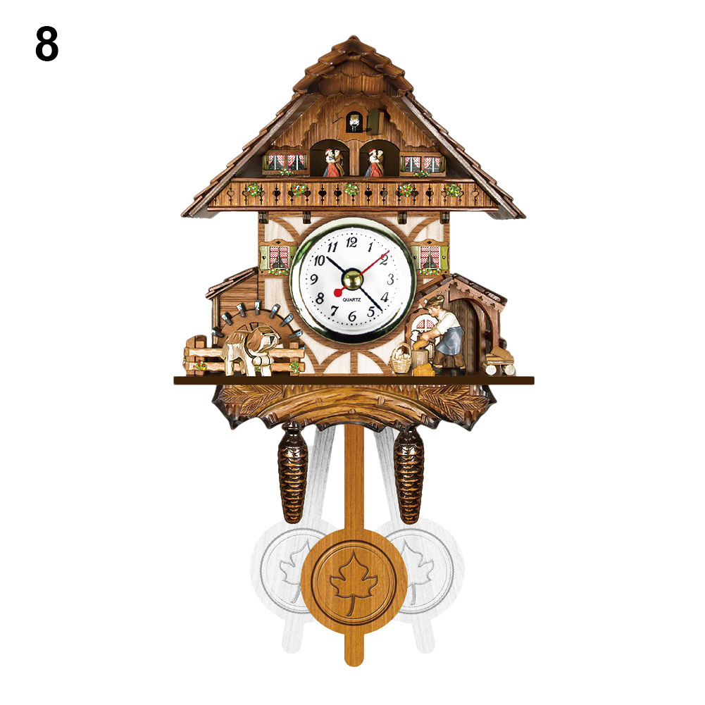 'The Best' Antique Wooden Cuckoo Wall Clock Bird Time Bell Swing Alarm Watch Home Art Decor 889: Pink