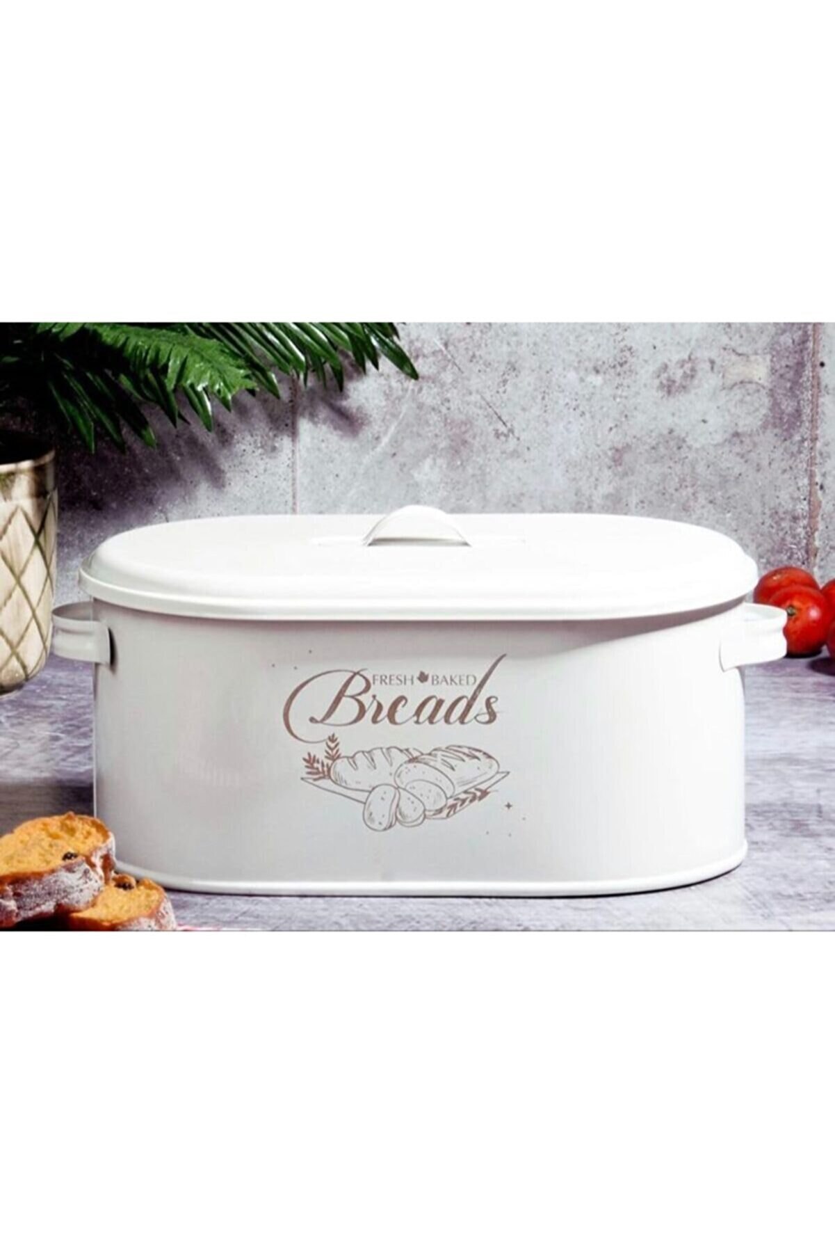 Metal Bread Box Bread Bin Metal Lid Kitchen Container Storage Organizer Black Stainless Bread Organizer Pita Baguette Bamboo: Cream