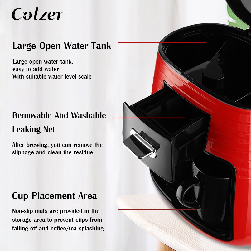 COLZER Coffee Machine Drip Machine For Coffee With 2 Cups Concentrated American Double Espresso Coffee Maker Machine For Home