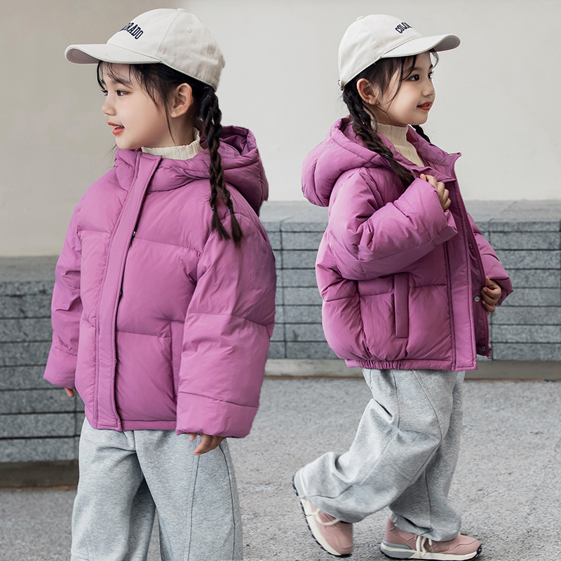 RAISE Winter Children Girl Down Jacket Thicken Plus Velvet Windproof Baby Girl Hooded Outerwear Loose Solid Zipper Kid Girl Coat