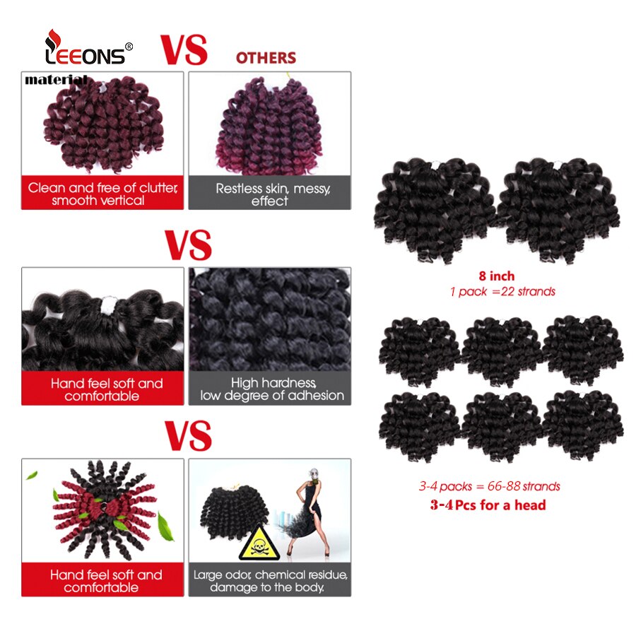 Leeons Jumpy Wand Curl Hair Extension For Braids Jamaican Bounce Crochet Hair Jumbo Braid Synthetic Braiding Hair For Women