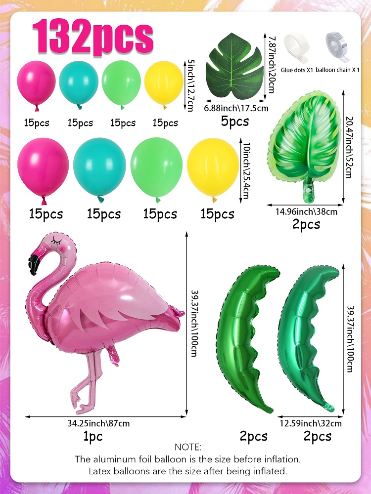 Kit de arco de globos con tema Tropical, 1 unidad, 132 Uds., para banquetes hawaianos, fiestas de cumpleaños temáticas de playa de verano, decoración de boda: Emerald