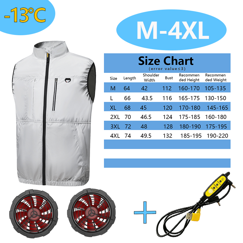 Zomer unisex koelvest tegen zonnesteek, ventilatorjack met opstaande kraag, werkkleding voor buitentaken, wegenadministratie en: 4XL / WIT