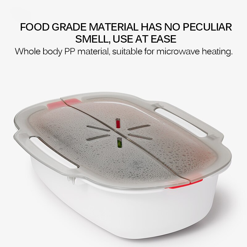 Food Grade Pp Dampende Schotel Magnetron Stoomboot Mand Vis Vlees Groenten Voedsel Steamer Keuken Kookgerei Thuis