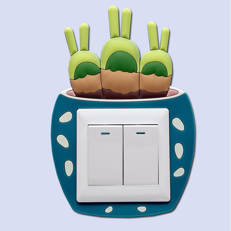Pegatina de Cactus luminoso para interruptor, cubierta de interruptor de plantas suculentas creativas, pegatinas de pared, decoración de interruptor de luz, 1 ud.: type1