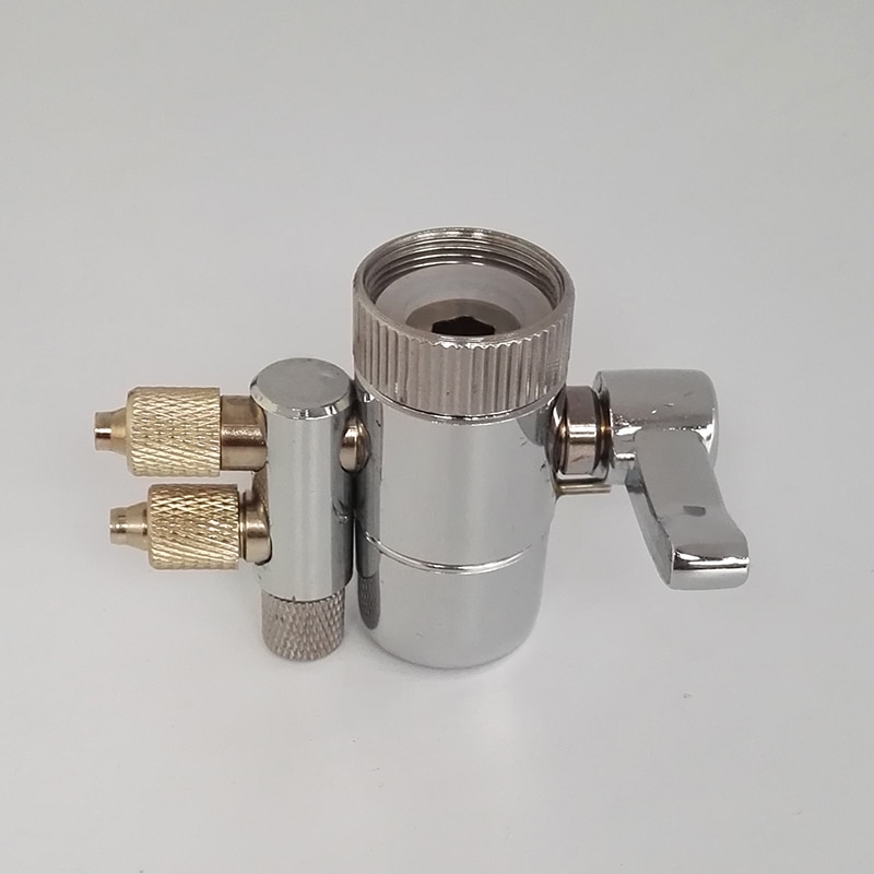 Aireador de grifo de Metal cromado adaptador de desviación Dual para purificador de agua, accesorios de irrigador Oral, interruptor de válvula
