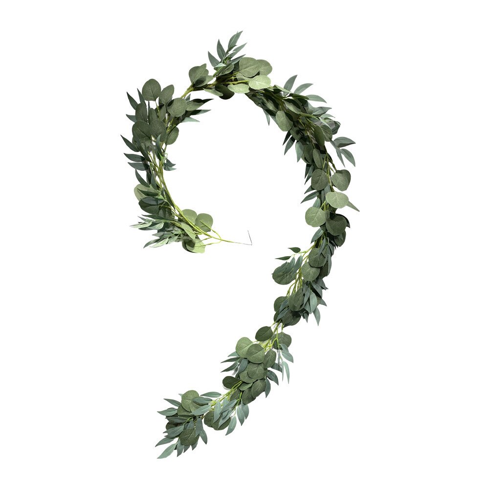 2m Künstliche Ranke Girlande Eukalyptus Weide Blatt Rattan Simulation Grün Pflanzen Laub Rattan Efeu Hochzeit Backgroud Zauberstab Dekor