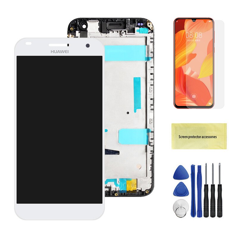 Originele Lcd Voor Huawei G7 Lcd Touch Screen Digitizer Met Frame Vervangend Voor Huawei G7 Lcd-scherm G7-I01 G7-I03 l01: White With Frame