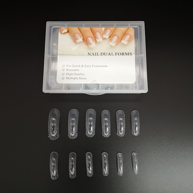Kit de moldes para puntas de uñas, gel acrílico de construcción rápida, UV, plástico de buena , para extensión de uñas, estilo francés,: E 120pcs with box