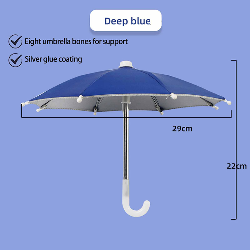 Universal Portable Mini Phone Umbrella Stand Outdoor Riding Waterproof Sunshade Mobile Phones Umbrella Bracket Holder: Sky Blue