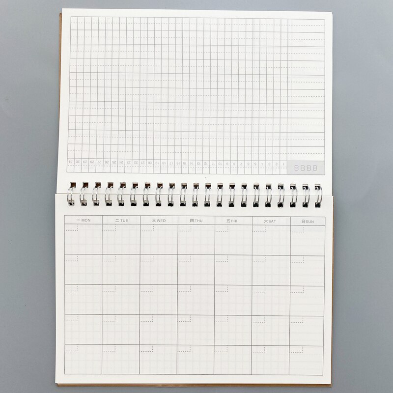Cuadernos para Agendas, agenda semanal, organizador espiral Libretas A5, libros de notas, agenda mensual de papel Kraft, Filofa: Kraft Monthly Plan