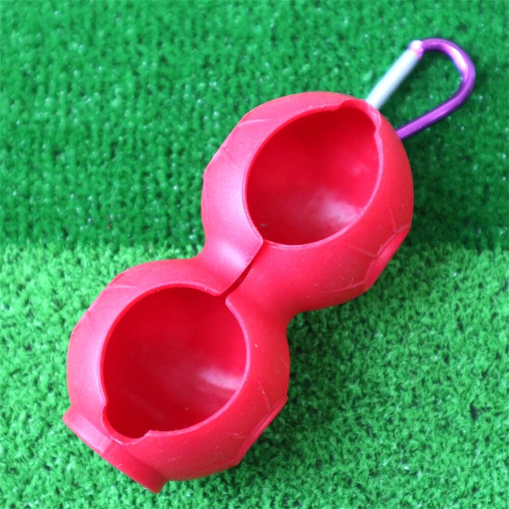 Golfbold beskyttelsesovertræk blød silikone taljeholder ærme opbevaringspose nøglering golf tilbehør til 2 bolde: Rød