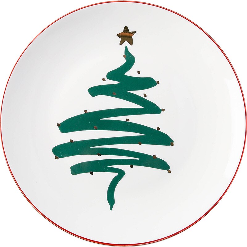 Juego de platos y cuencos de cerámica para Navidad, taza de café, cocina, fruta, ensalada, sushi, plato de postre, juego de vajilla, bandejas decorativas