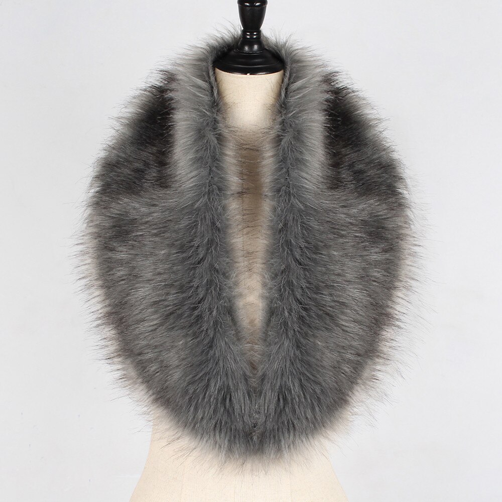 Inverno casaco de gola de pele do falso cachecol feminino quente peludo macio xale capa de pele decoração para casacos multi cor feminino cachecóis de pele #38
