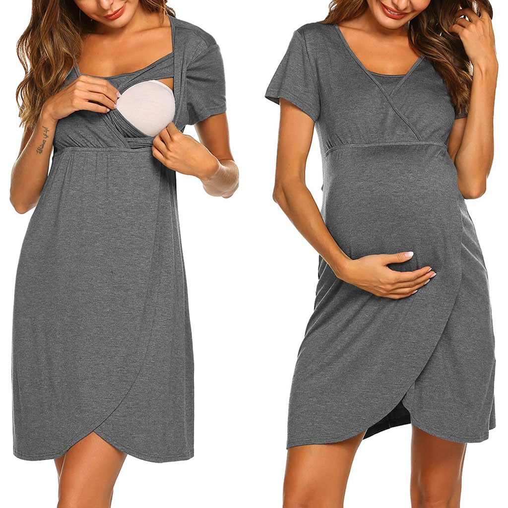 4# Stripe Dresses For Women Pregnant Maternity Tunic Breastfeeding Summer Round Neck Maternity Dress Dresses For Women