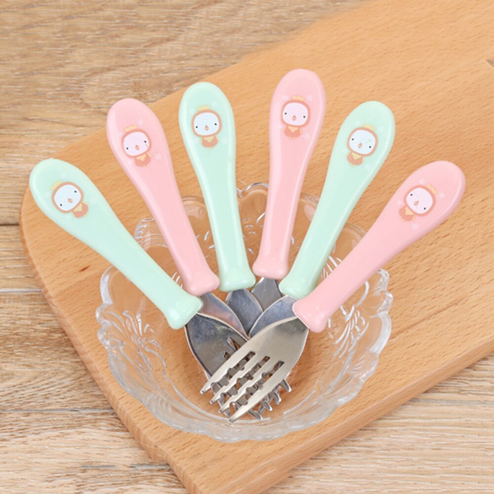 Børn ske gaffel sæt baby mad foder ske gaffel rustfrit stål spiseredskaber mad tilbehør tilbehør baby bestik