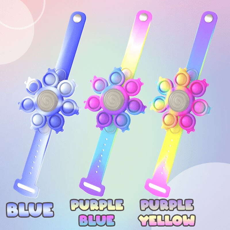 Blæksprutte spinning pop popping fidget legetøj sit anti-stress armbånd whirl light armbånd kawaii push bubble jule børn