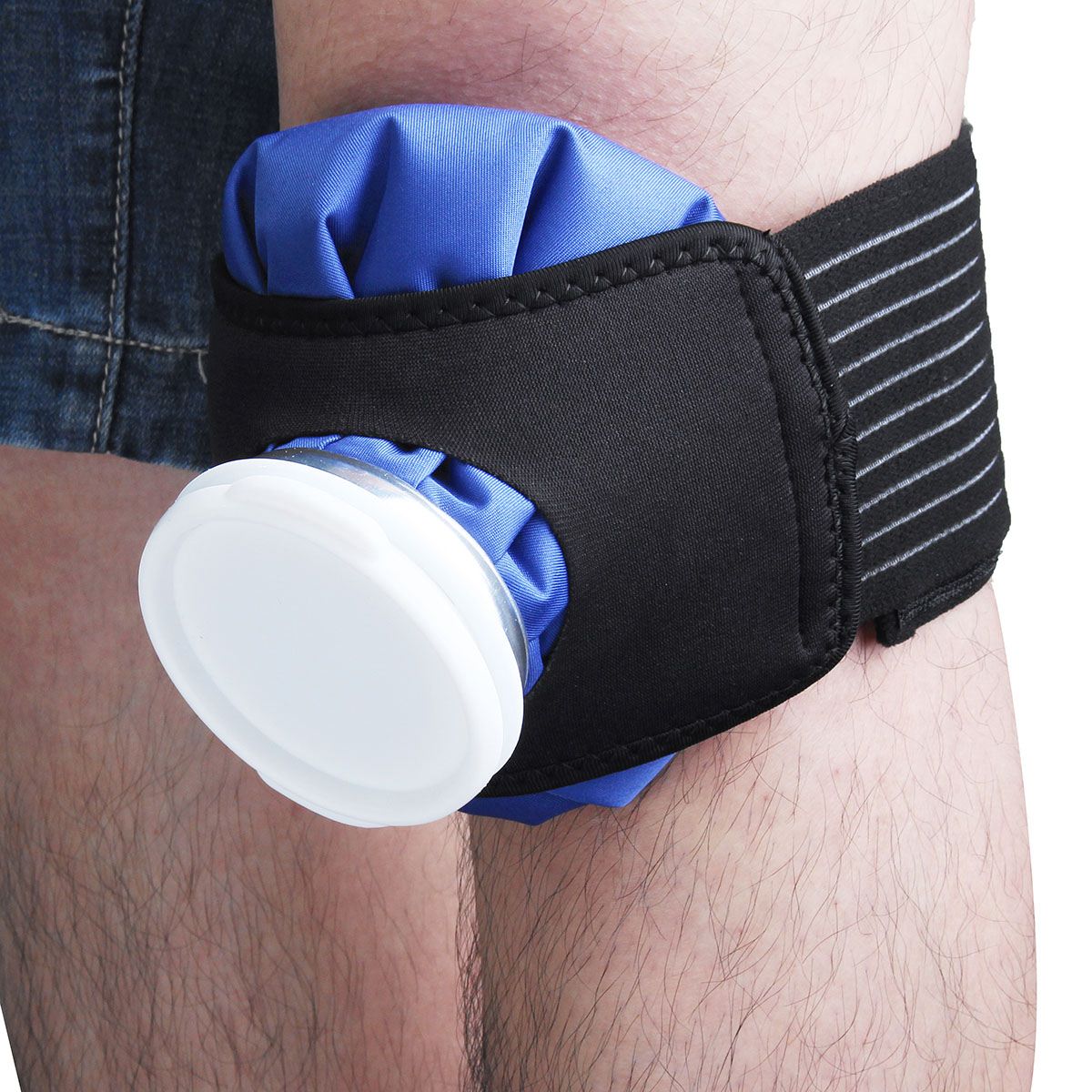 9'' Ice Bag Pack with Protector Elastic Tie Belt Set Reusable Knee Head Leg Injury Pain Relief Ice Bag Health Care First Aid