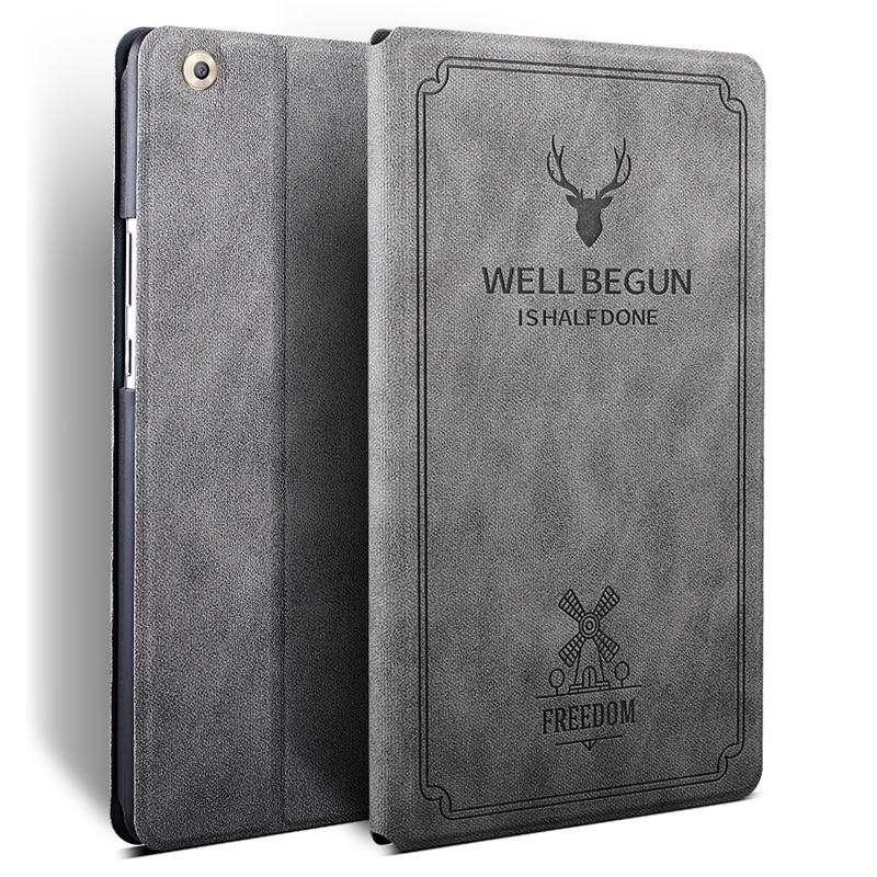 PU Leather Case For Huawei MediaPad M5 lite 8 JDN2-W09/AL00 8.0 inch Stand Cover for Huawei Honor Pad 5 8 tablet Case+film+pen: grey