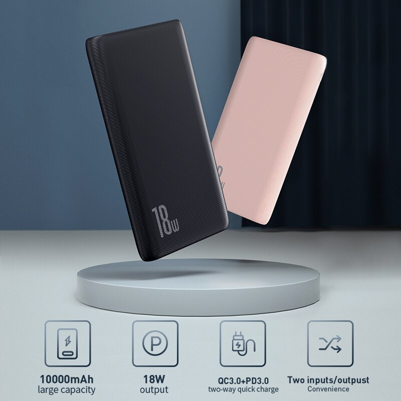 Baseus 18W Pd Quick Charge 3.0 Power Bank 10000Mah QC3.0 Type C Powerbank Draagbare Externe Batterij Oplader Voor xiaomi Iphone