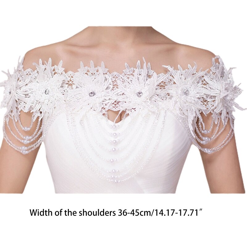 Women Wedding Off Shoulder Shawl Wrap Floral Beading Tassels Decorative Shrug