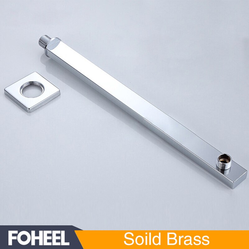 Wall Mounted Copper Shower Extension Arm Square Shower Wall Hanging Bathing Rod Bathroom Concealed Install Shower Arm: Soild-Brass