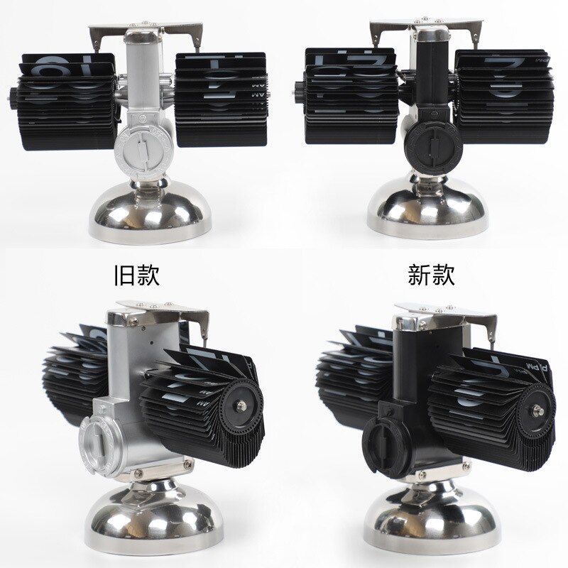 Retro Small Scale table clock Flip page stainless steel desktop clocks internal turn quartz gear desk clock crafts mx5211345