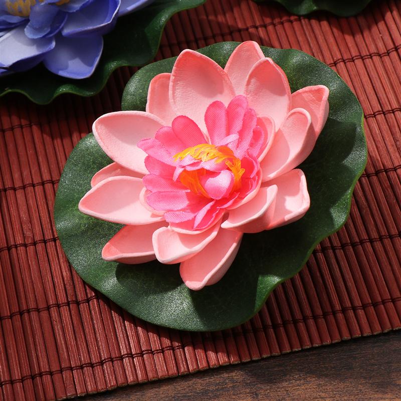 5 stk kunstige flydende åkander eva lotus blomsterdam dekoration 10cm rød gul blå pink lys pink pool simulation lotus