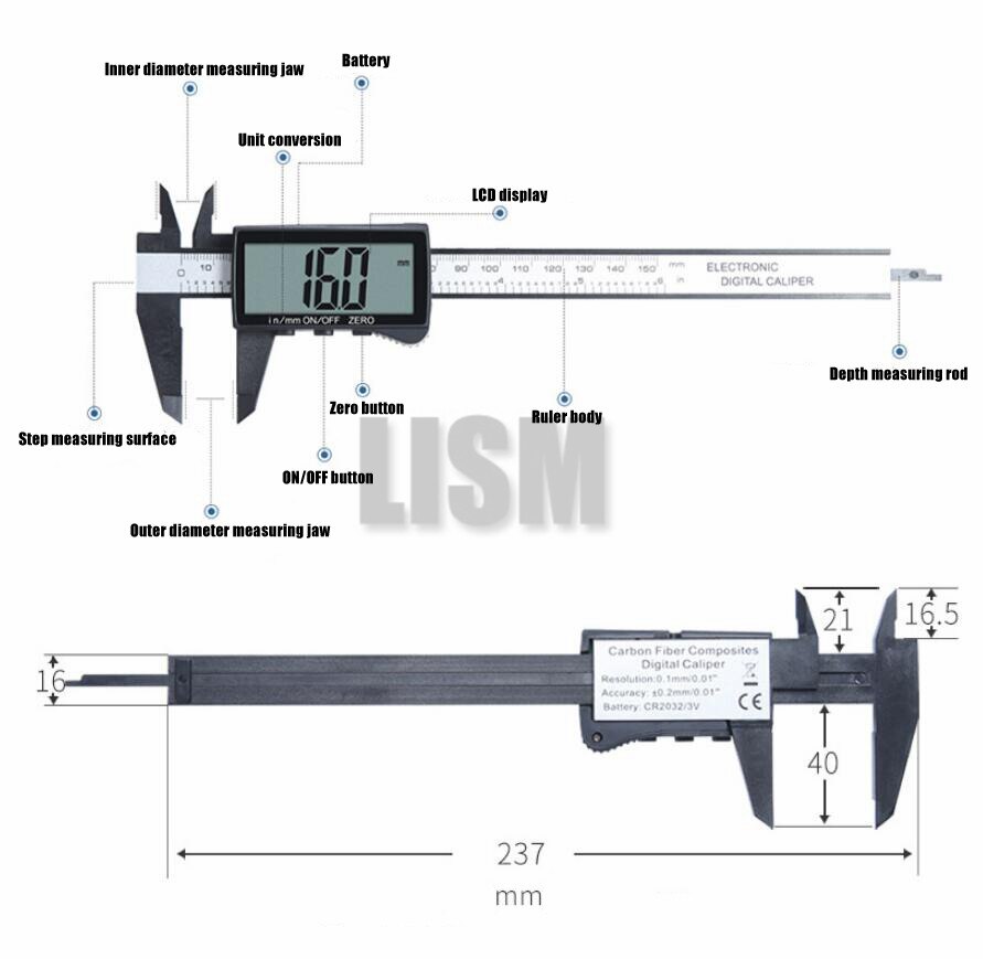 3 styles electronic digital display vernier caliper Inch/Metric Conversion 6Inch 0-150mm HD full-screen caliper measurement tool
