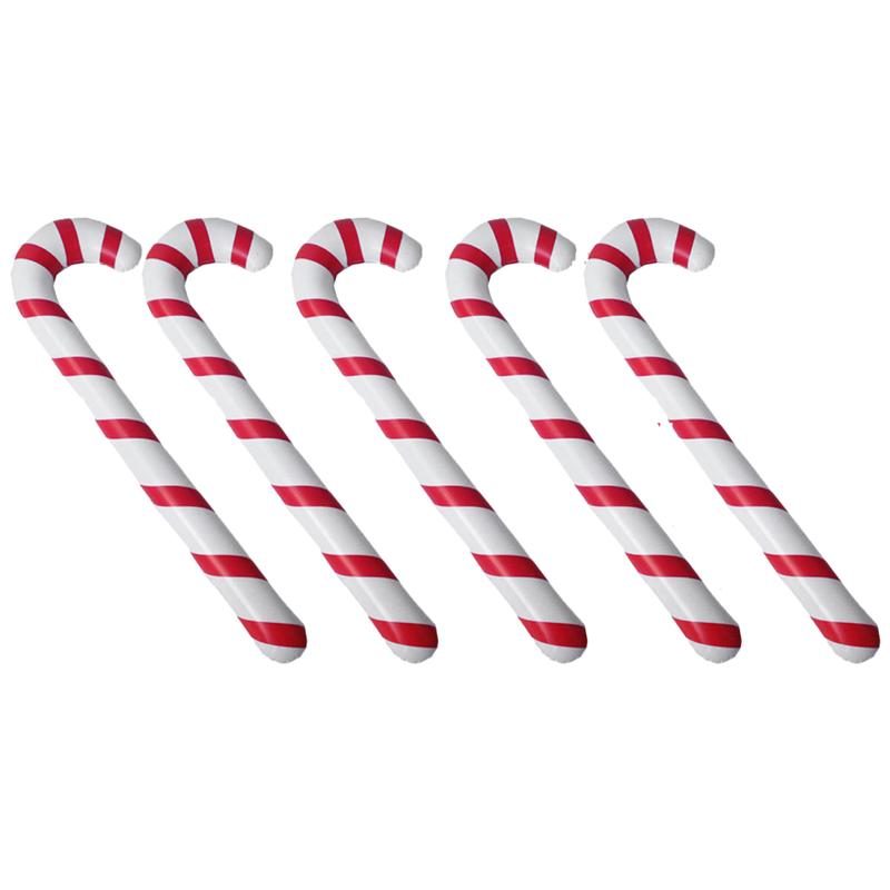 Kerst Inflatie Wandelstokken Streep Patroon 87Cm Xmas Party Supplies Kerst Krukken Voor Festival Opblaasbare Speelgoed: 5pc Red White Stripe