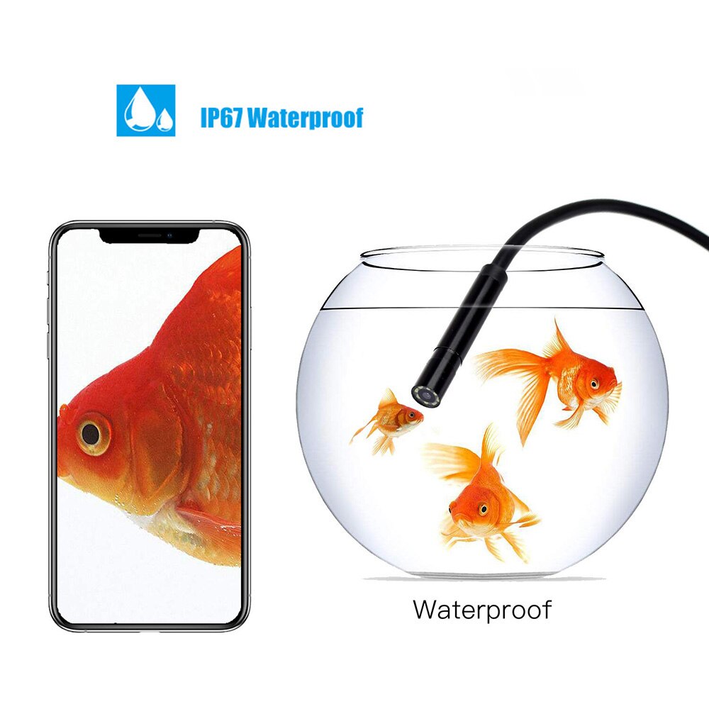 Industrial Endoscope 1920*1080 HD Borescope Inspection Camera Built-in 8pcs LEDs 8mm Lens IP67 Waterproof USB Endoscope