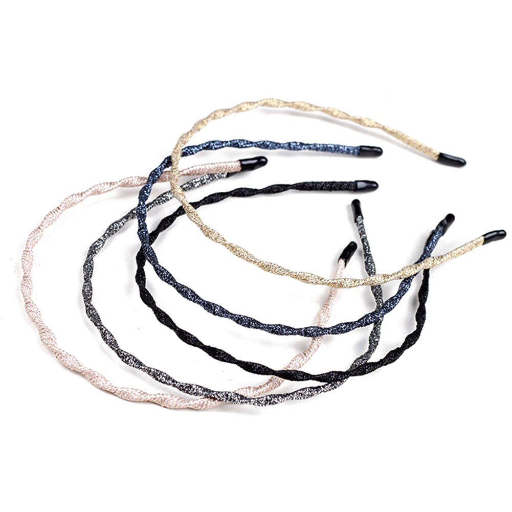 Vrouwen chique super dunne glitter haaraccessoires golvende glanzende metalen kleur hoofdband zomer haarband voor vrouwen en meisjes
