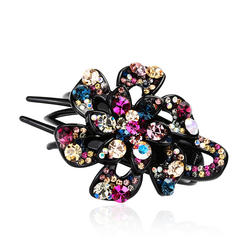 11 Kleuren Hollow Bloemen Haar Clip Barrette Bloem Strass Haarspeld Mode Haaraccessoires Vrouwen Sieraden Haar Klauw Hoofddeksels