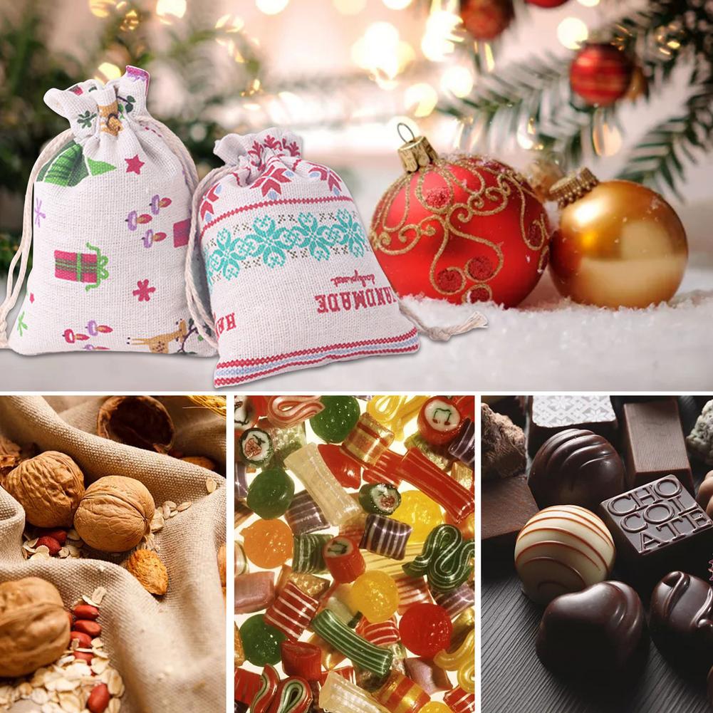 Xmas Kraft geschenkzakken, 12 stuks kerstpapieren zakken met handvat Xmas Kraft geschenkzakken, 12 stuks kerstpapieren zakken met handvat