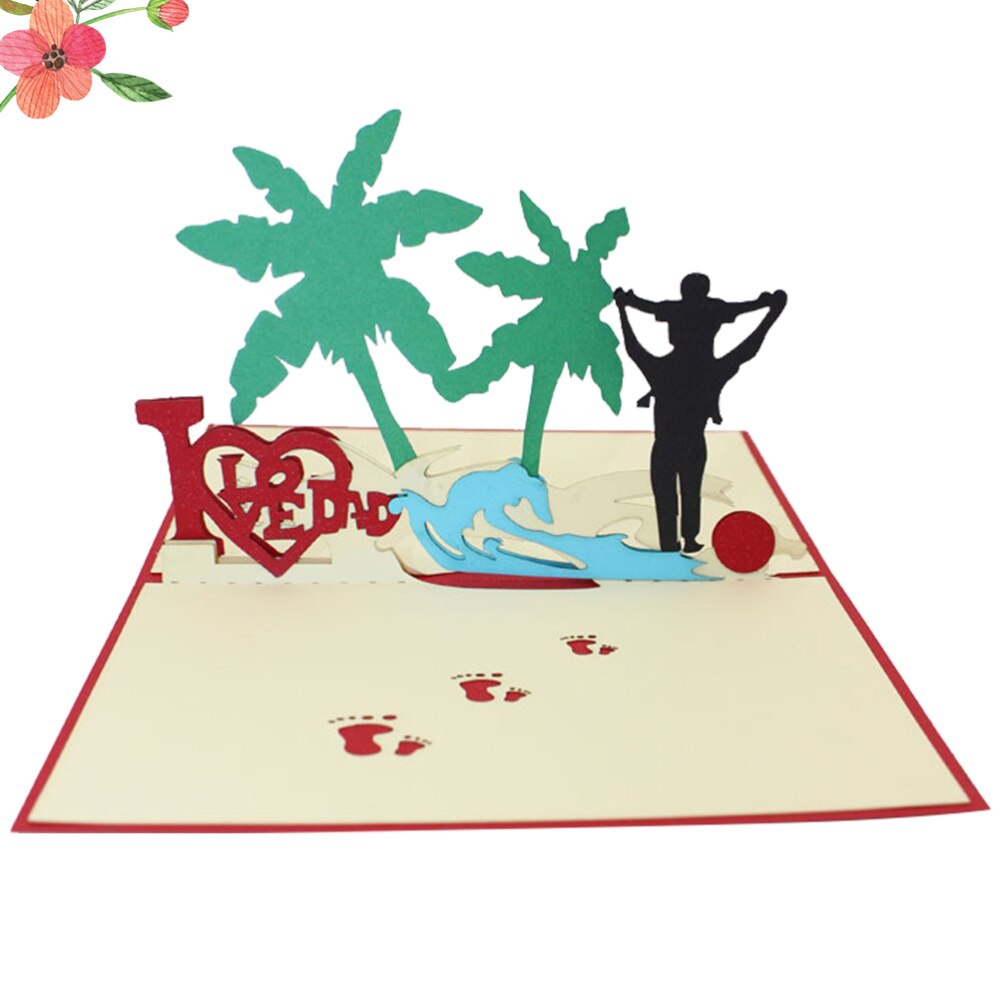 1pc 3D Stereoscopic Card Interesting Delicate Wish Card Blessing Card Greeting Card for Festival Father Dad